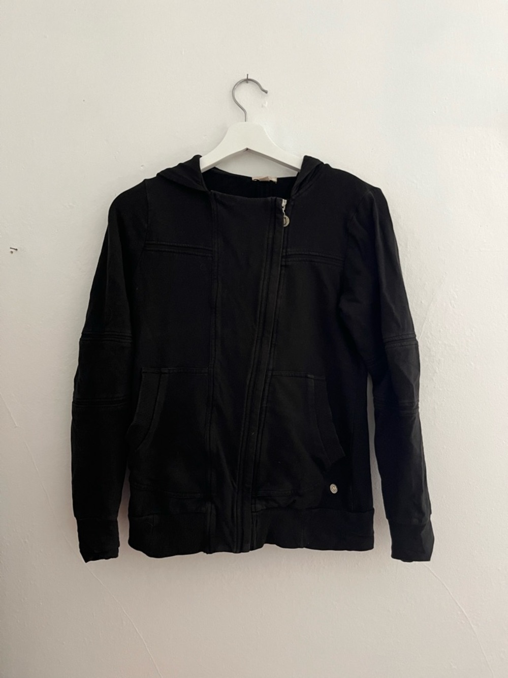 Gramicci Women’s Black Asymmetric Zip Up Hoodie Sweatshirt Size Small
